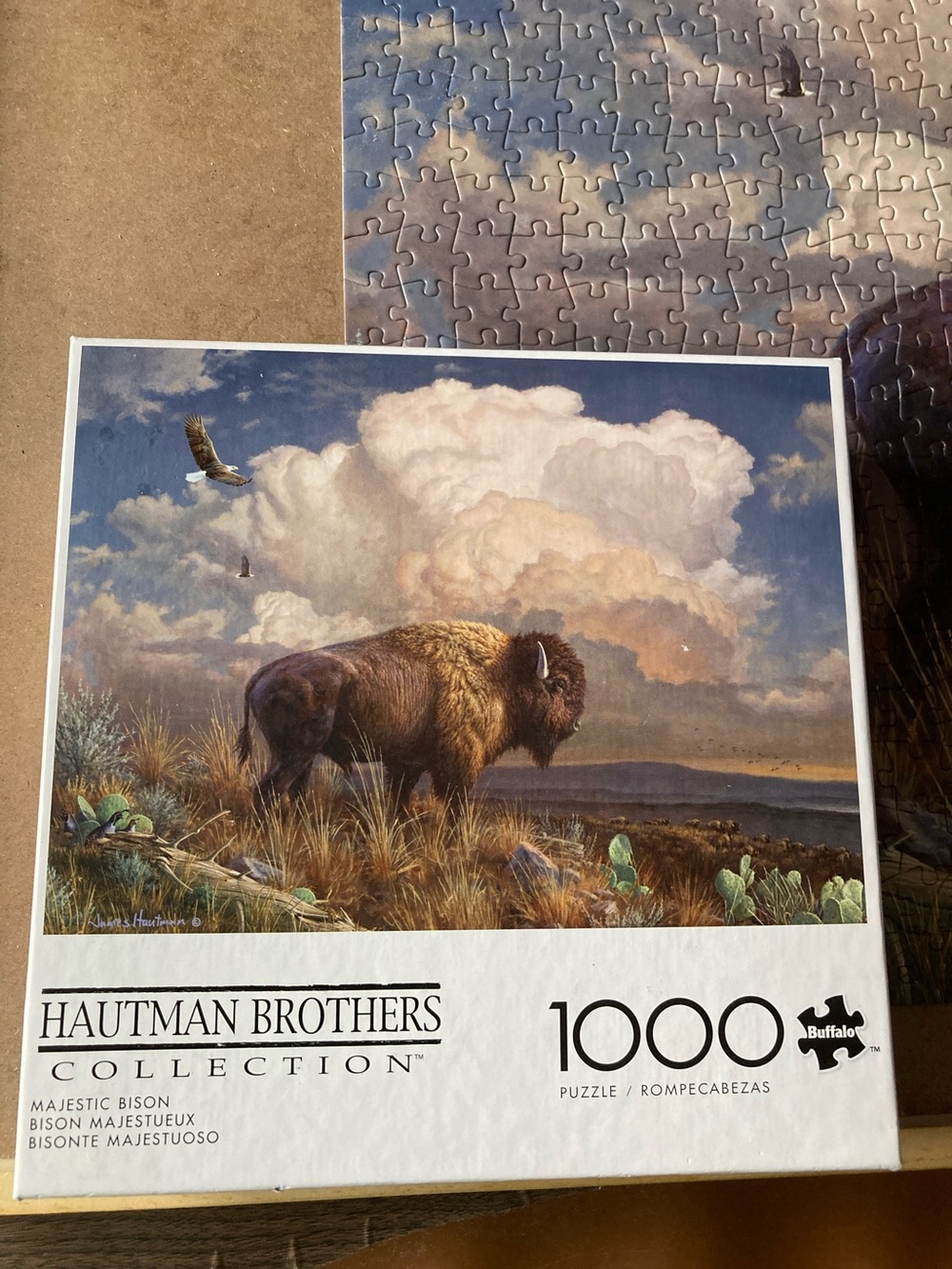 Hautman Brothers Majestic Bison 1000-Piece Puzzle - Brown and Blue